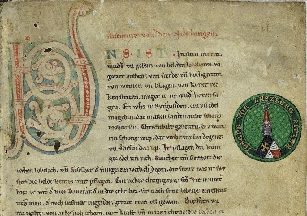 Nibelungenhandschrift aus der Badischen Landesbibliothek