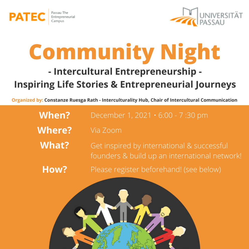2. Community Night: “Intercultural Entrepreneurship – Inspiring Life Stories and Founding Journeys”