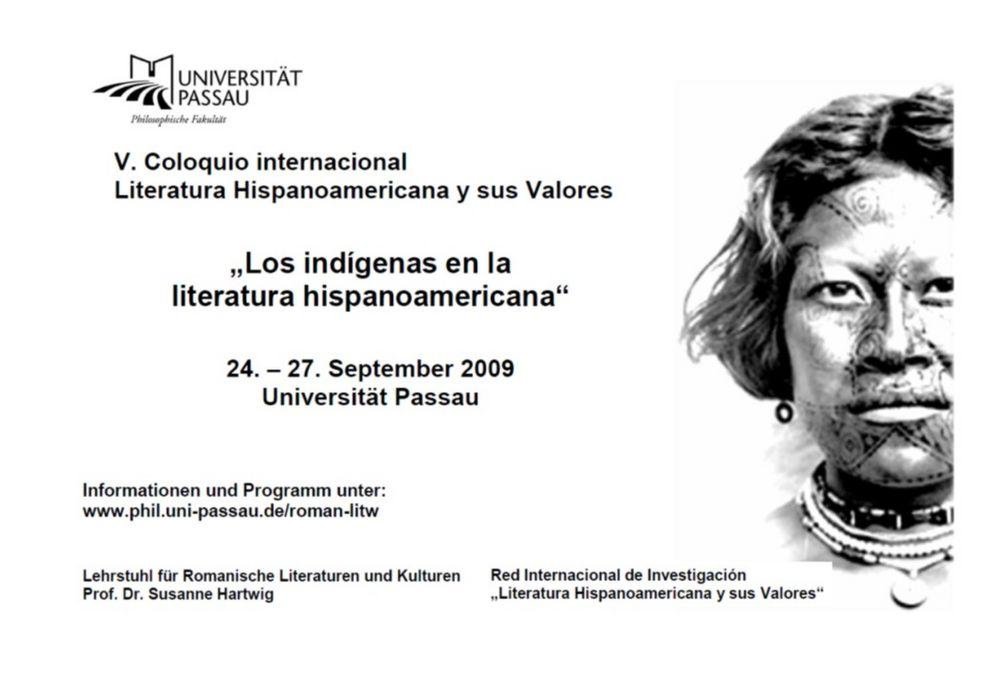 Plakat zum Kolloquium Los indigenas en la literatura hispanoamericana Plakat zum Kolloquium Los indigenas en la literatura hispanoamericana
