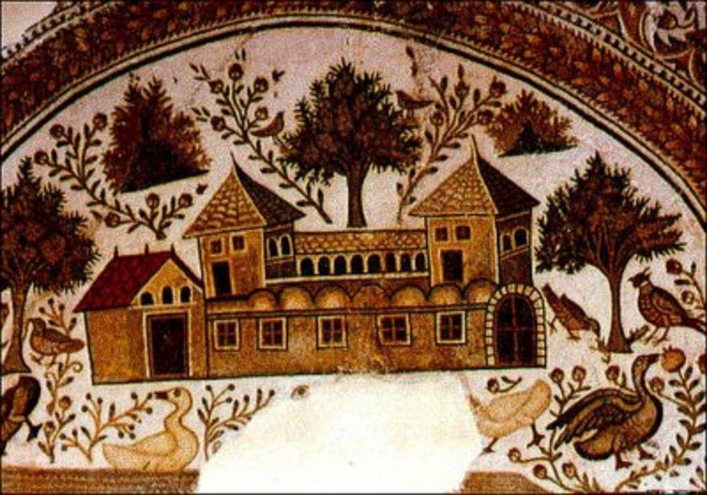 Mosaik aus Nordafrika mit Villendarstellung Mosaik aus Nordafrika mit Villendarstellung