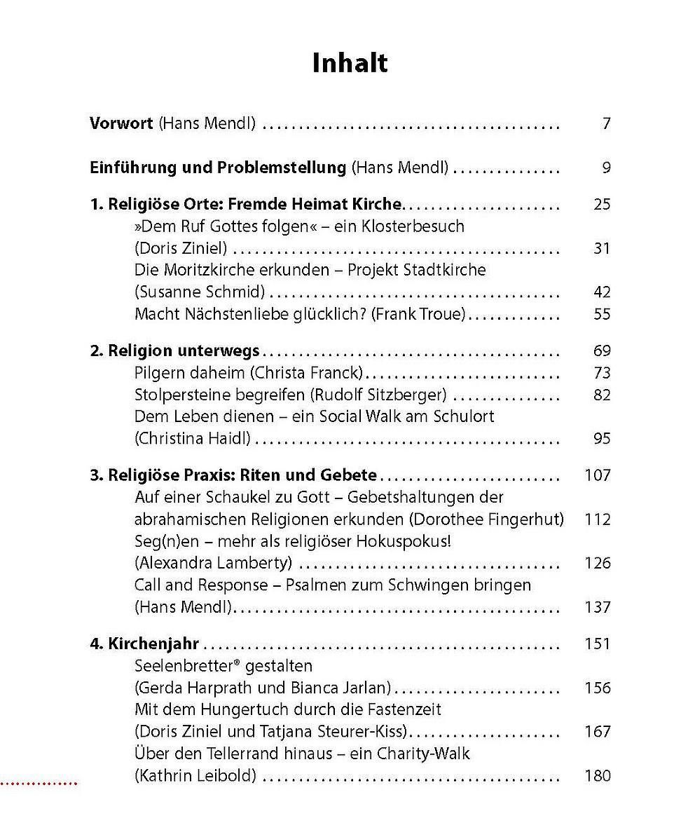 Inhaltsverzeichnis Religion erleben Praxisband Sekundarstufe, Seite 1
