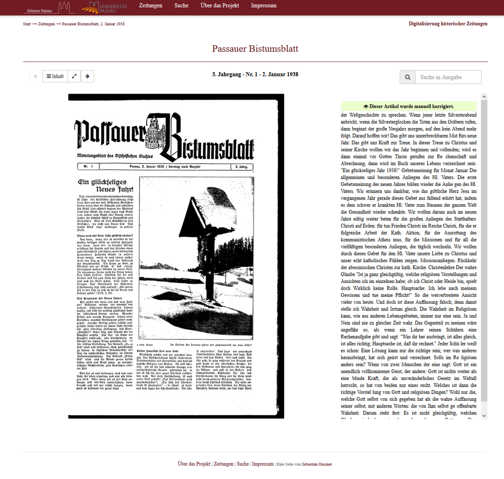 Ausschnitt aus dem Passauer Bistumsblatt