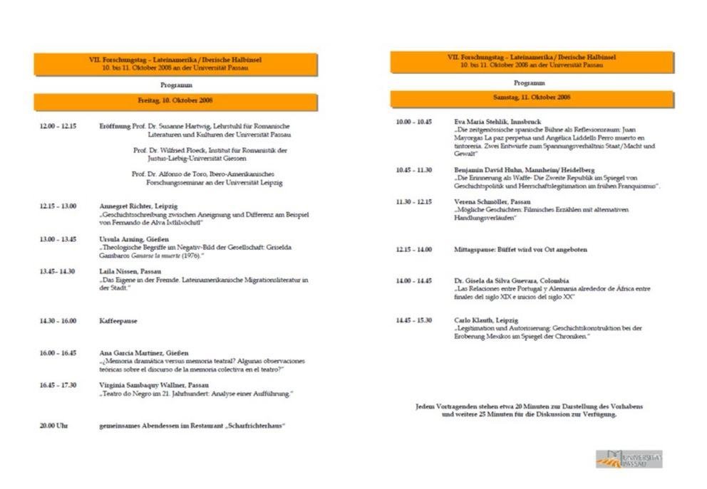 Programm zum VII. Forschungstag Lateinamerika/Iberische Halbinsel Programm zum VII. Forschungstag Lateinamerika/Iberische Halbinsel