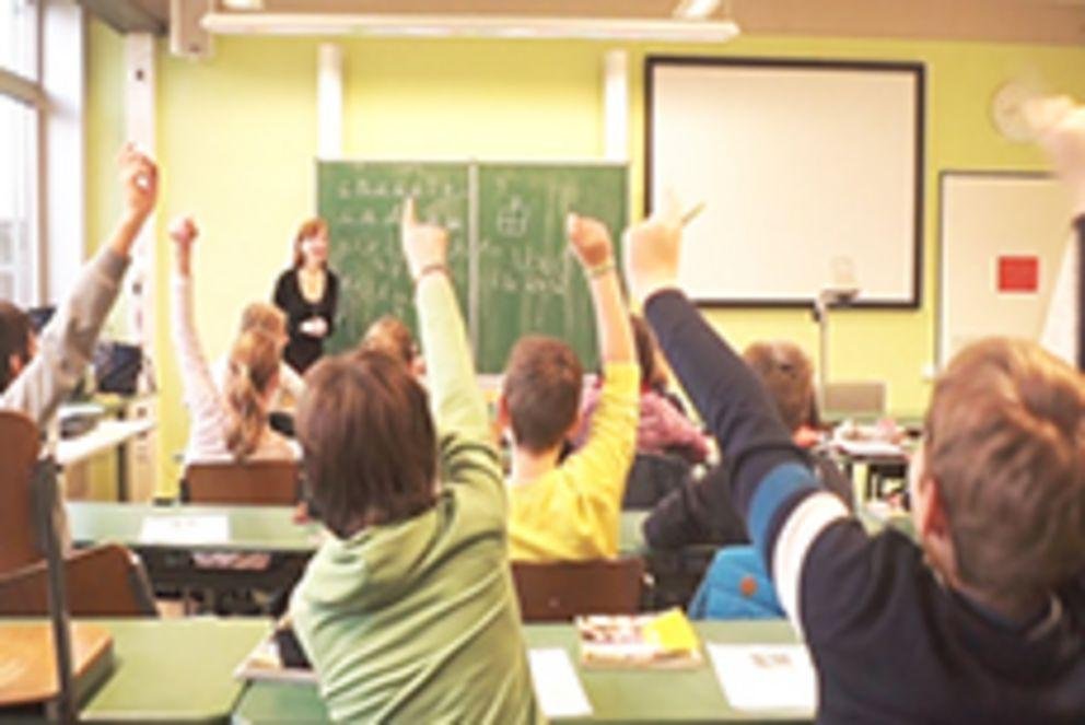 Praktikantin vor Schulklasse Praktikantin vor Schulklasse