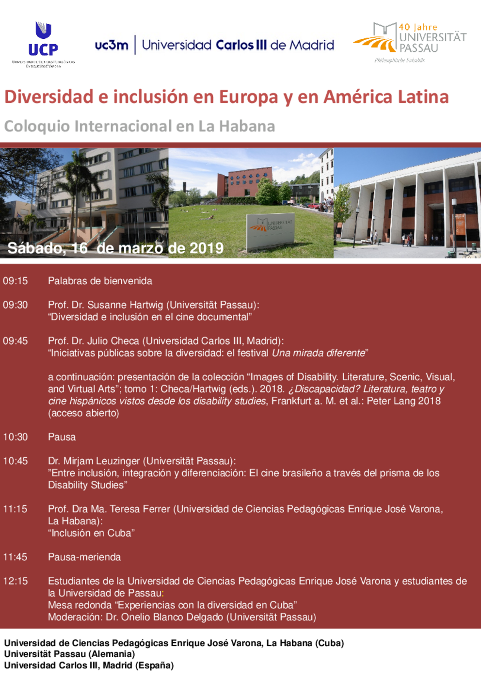 Plakat zum internationalen Kolloquium "Diversidad e inclusión en Europa y en América Latina" Plakat zum internationalen Kolloquium "Diversidad e inclusión en Europa y en América Latina"