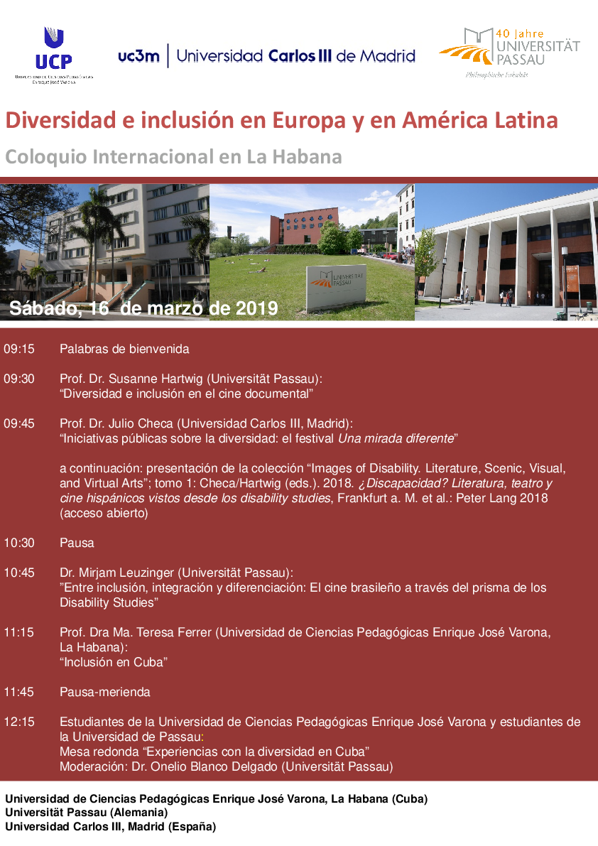 Plakat zum internationalen Kolloquium "Diversidad e inclusión en Europa y en América Latina"
