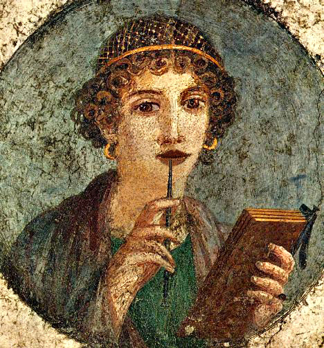 Freskomalerei aus Pompeij "Schreibende Frau", um 70 n. Chr.