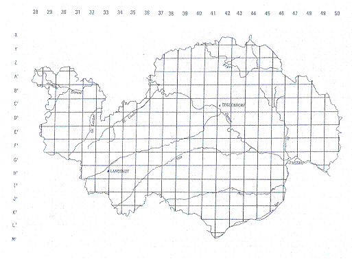 Die Fläche des Regierungsbezirks wurde in Planquadrate mit 7 km Seitenlänge eingeteilt und aus jedem Planquadrat wurde in der Regel ein Ort für die Befragung ausgewählt.