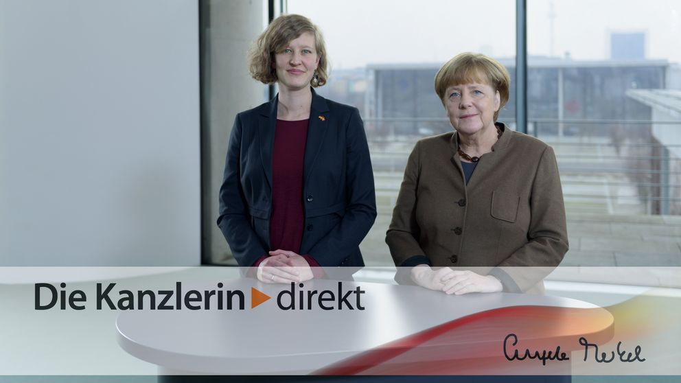 Laura-Theresa Krüger im Gespräch mit Bundeskanzlerin Angela Merkel