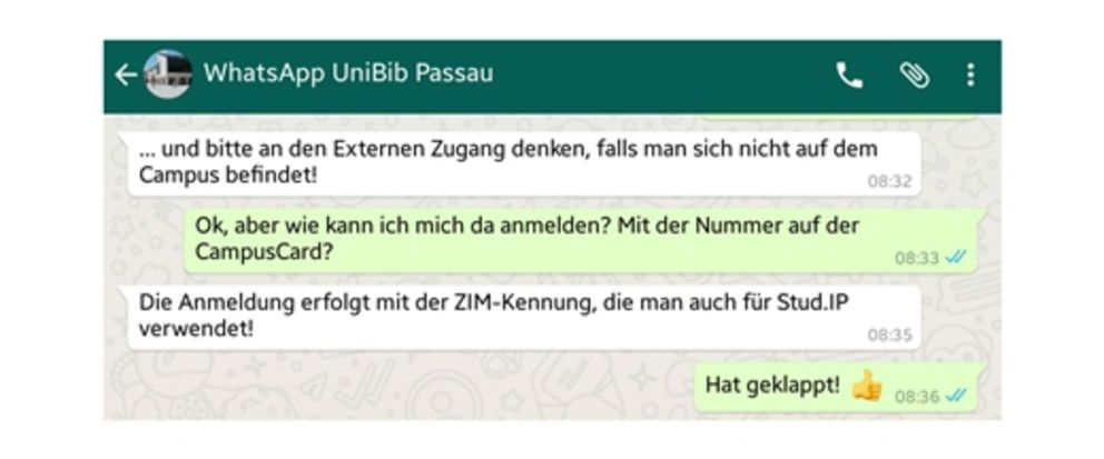 Screenshot eines WhatsApp-Dialogs